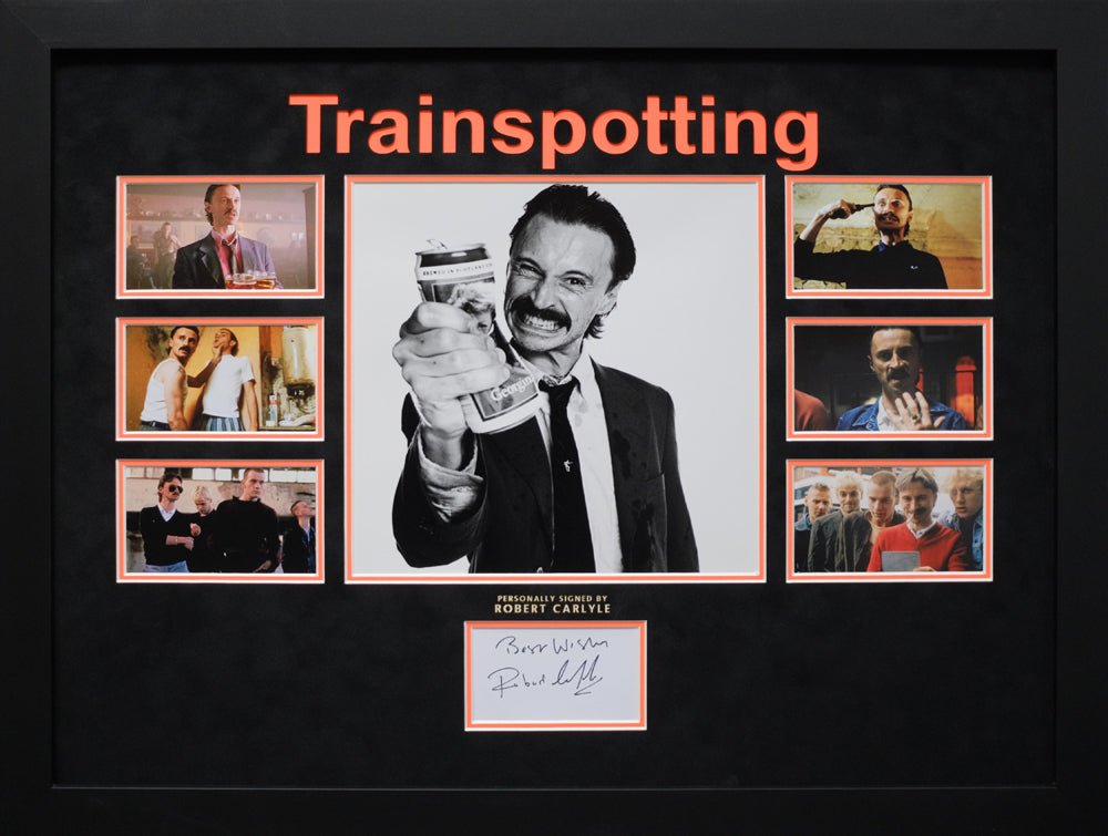 Train Spotting White card signed by Robert Carlyle - Memorabilia Framers Shop